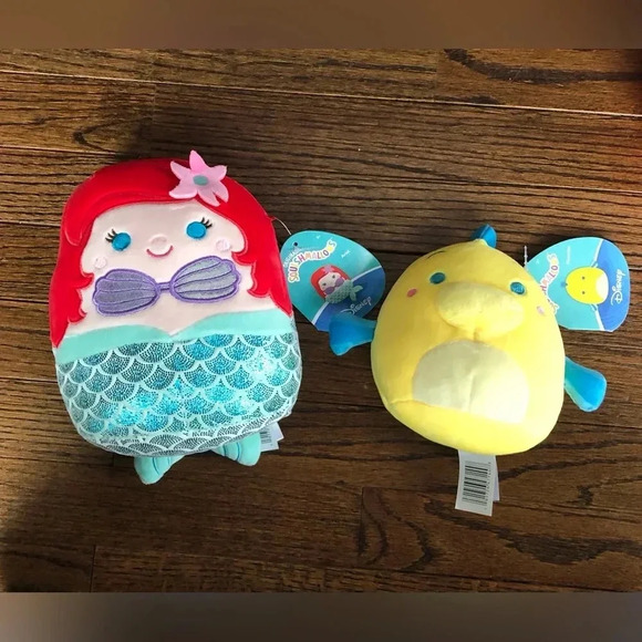 Original Squishmallows x Disney: The Little Mermaid - 8” Ariel and 5” Flounder - Picture 1 of 11